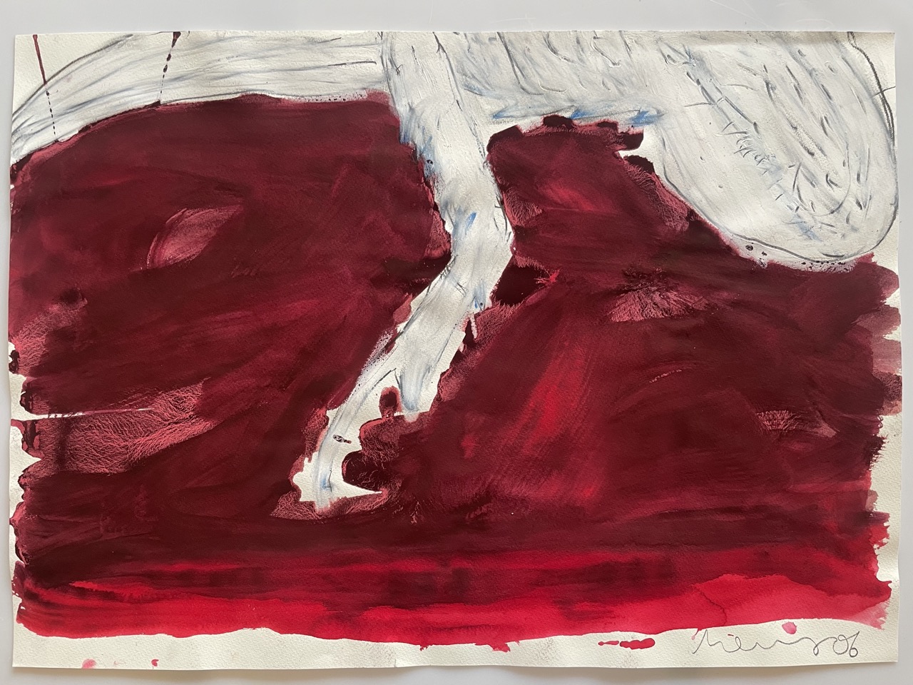 Grasshopper on Red, 2006, graphite, oil crayon and stain on paper