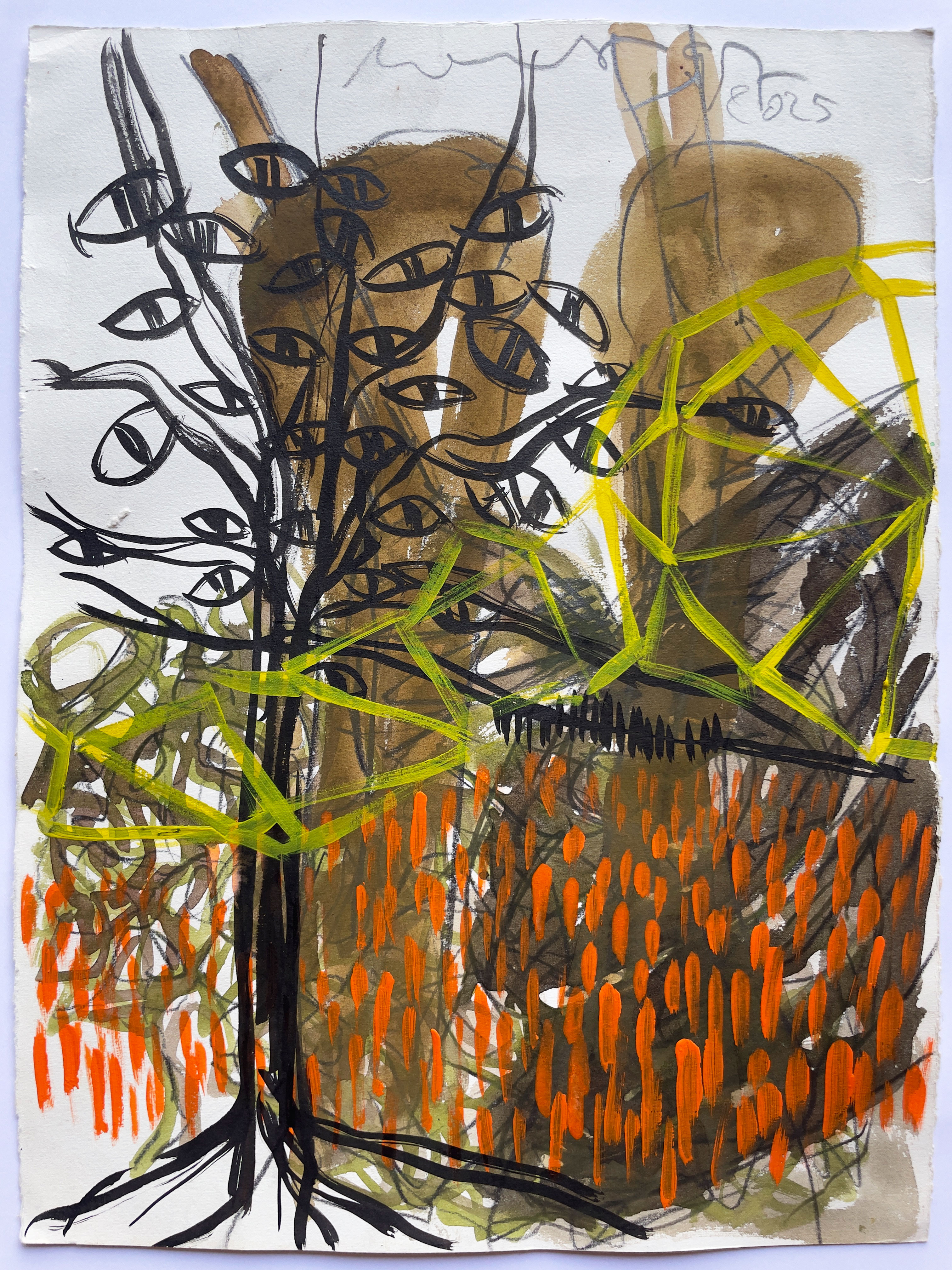 Florian Mehnert, Untitled, mixed media on handmade paper